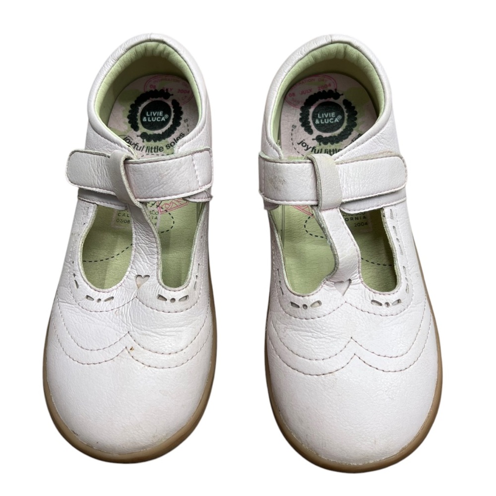 Livie and Luca White Slip On Mary Jane Hook and Loop Shoes Size 1 Youth